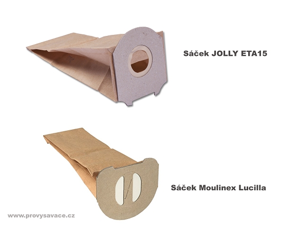 Porovnání sáčků Jolly ETA15 a Moulinex Lucilla