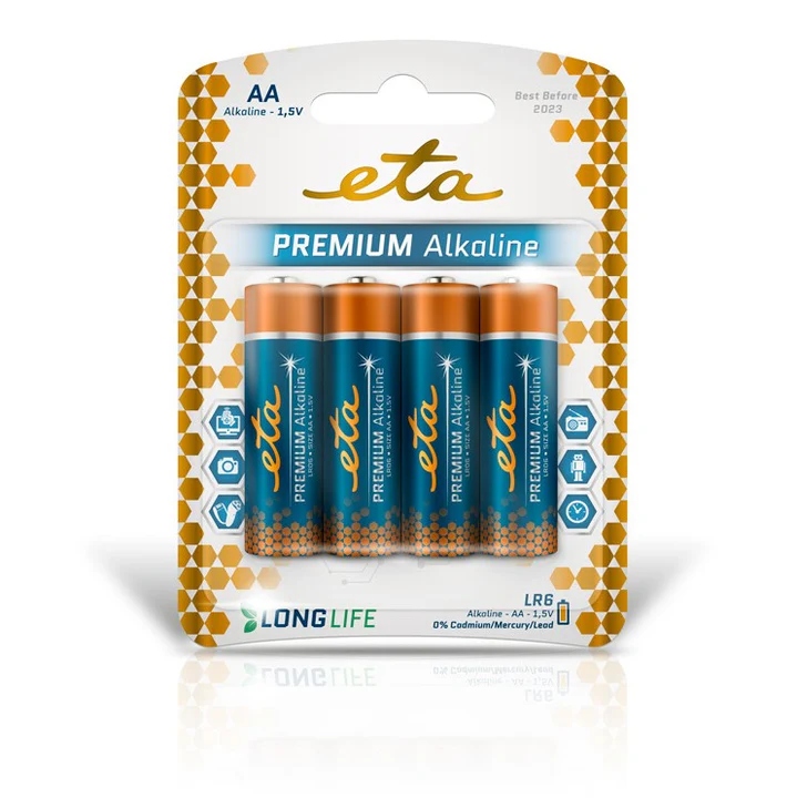 Levně Baterie alkalická ETA PREMIUM ALKALINE AA, LR06, blistr 4ks (tužková)